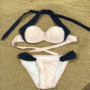 Pink and navy Bikini Set size small